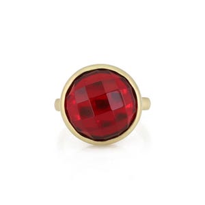 Bezel Set Ruby Gold Ring · July Birthstone Ring · Stackable Faceted ...