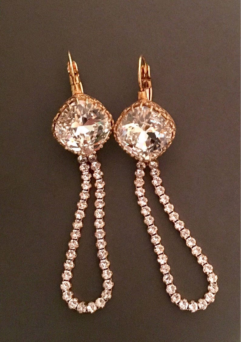 Clear Swarovski Dangle Earrings Crystal Dangle Earrings Etsy