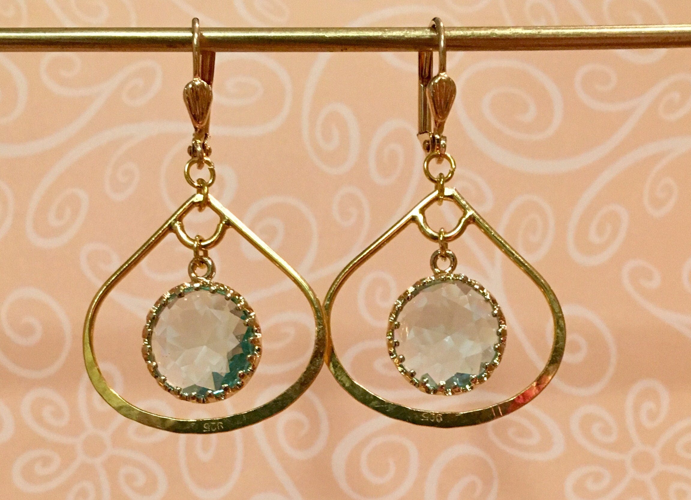 Gold Teardrop Dangle Earrings Hammered Gold Earrings Etsy