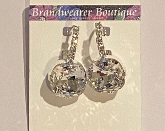 Bridal Earrings - Swarovski Crystal Earrings - Crystal Statement Earrings - Halo Earrings - Clear Crystal Earrings (Item # 5879)