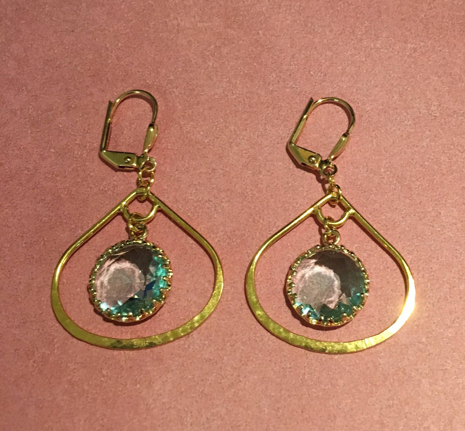 Gold Teardrop Dangle Earrings Hammered Gold Earrings Etsy