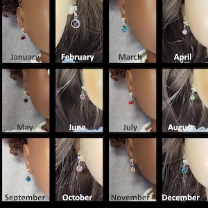 Birthstone Charm Earrings for American Girl, Wellie Wishers, Our Generation dolls, and other 18 inch dolls, Doll Earrings