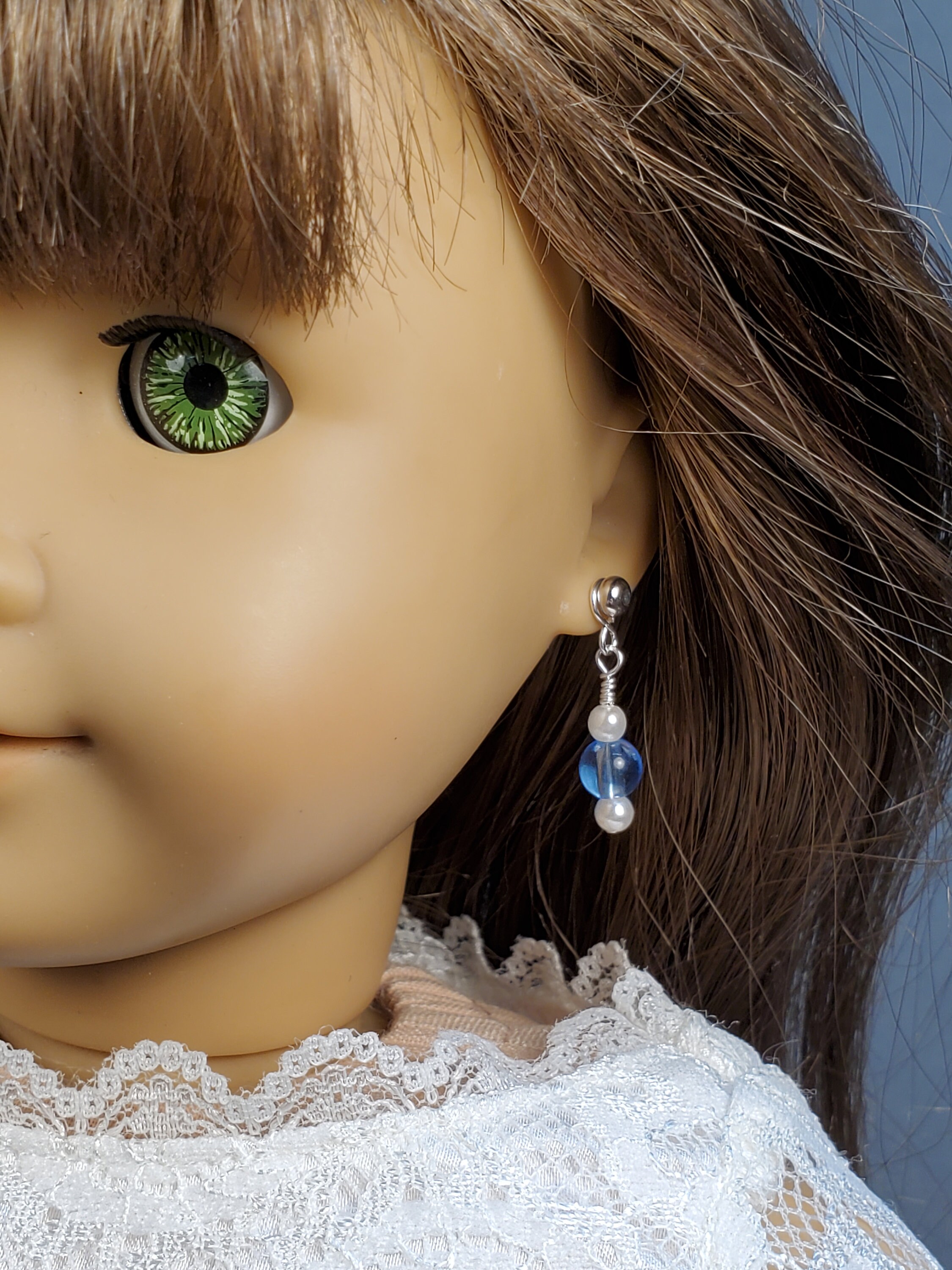 Blue Quartz and Pearl Earrings for American Girl®, Wellie Wishers