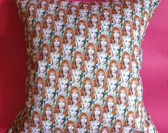 Small Death Becomes Her illustrated and handmade cushion, ft. Meryl Streep and Goldie Hawn