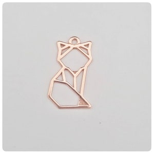 Rose Gold Vermeil Origami Fox Charm 17mm - Rose Gold Vermeil Fox Charm - Fox Charm - Origami Fox Charm - Rose Gold Fox Charm