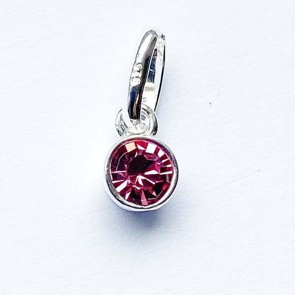 Swarovski Crystal Tourmaline Charm 4-5mm - Bezel Set Crystal Tourmaline Charm - October Birthstone - Tourmaline Birthstone Charm