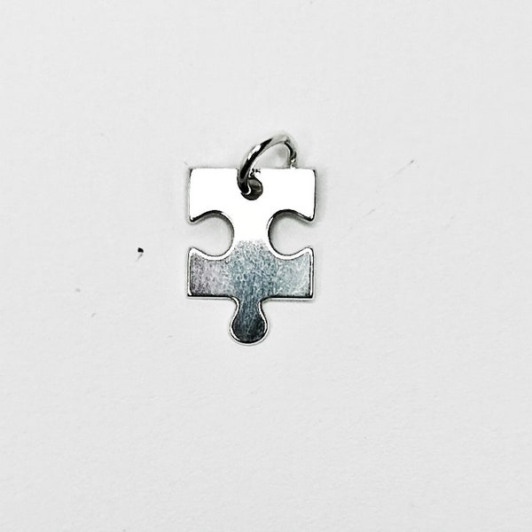 11mm Sterling Silver Jigsaw Piece Charm - Silver Puzzle Charm - Jigsaw Pendant - 925 Jigsaw Piece Charm