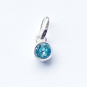 Swarovski Crystal Aquamarine Charm 4-5mm - Bezel Set Crystal Aquamarine Charm - March Birthstone - Aquamarine Birthstone Charm