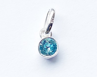 Swarovski Crystal Aquamarine Charm 4-5mm - Bezel Set Crystal Aquamarine Charm - March Birthstone - Aquamarine Birthstone Charm