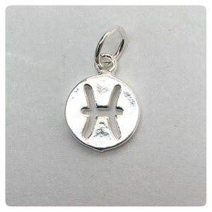 Sterling Silver Zodiac Pisces Charm 10mm - Silver Charm - Silver Pisces Charm - Sterling Silver Zodiac Charm