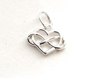 Sterling Silver Infinity Heart Charm 11mm - Infinity Charm - Silver Heart Charm - 925 Infinity Charm - Silver Infinity Pendant - 925 Heart