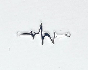 27mm Sterling Silver Heartbeat Connector - Heartbeat Connector - Silver Heartbeat - Sterling Silver Heartbeat Connector