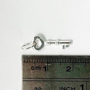 15mm Sterling Silver Key Charm Silver Key Charm Key Pendant 925 Key Charm image 2