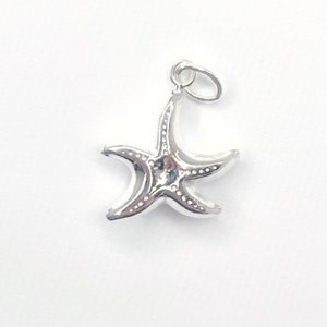 16mm Sterling Silver Starfish Charm - Puffed Star Fish Charm - Silver Star Fish Charm - 925 Star Fish Charm - Silver Starfish Pendant