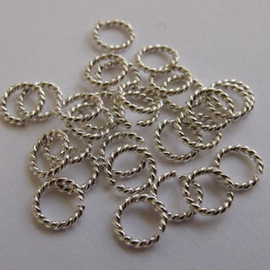 10 x 20g (0.81mm) Twisted Sterling Silver Open Jump Rings