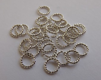 10 x 20g (0.81mm) Twisted Sterling Silver Open Jump Rings