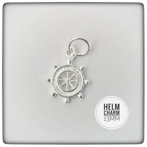 Sterling Silver Helm Charm 13mm - Silver Helm Charm - Silver Ships Wheel Charm - Sterling Silver Helm Charm - Wheel Charm - Ships Wheel