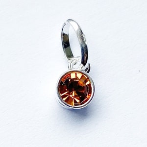 Swarovski Crystal Topaz Charm 4-5mm - Bezel Set Crystal Topaz Charm - November Birthstone - Topaz Birthstone Charm - Birthstone Bezel Charm