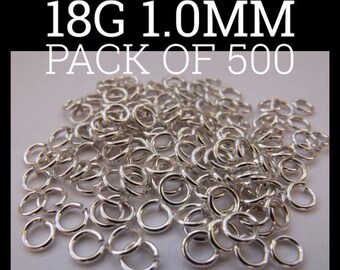 500 x 1.0mm Sterling Silver Jump Rings (AWG 18)  - Saw Cut and Tumbled Polished