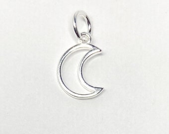 11mm Sterling Silver Crescent Moon Charm - Crescent Moon Charm - Silver Moon - 925 Moon Charm