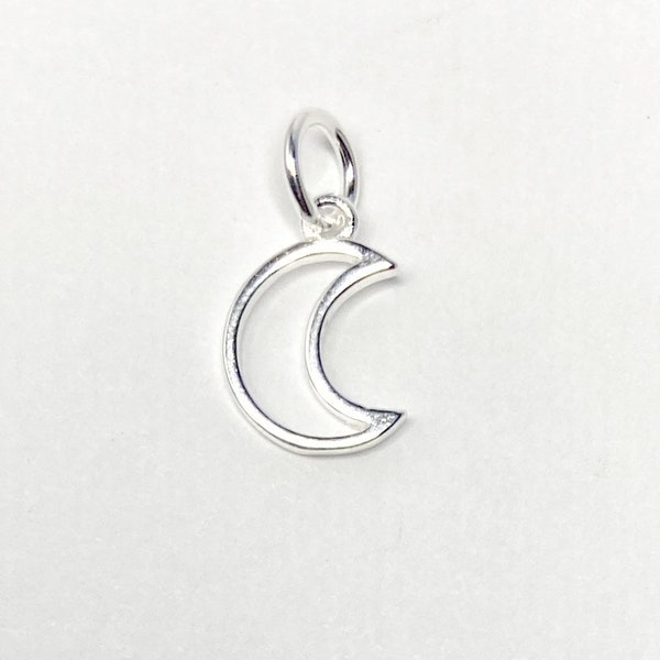 11mm Sterling Silver Crescent Moon Charm - Crescent Moon Charm - Silver Moon - 925 Moon Charm