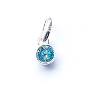 Swarovski Crystal Aquamarine Charm 4-5mm - Bezel Set Crystal Aquamarine Charm - March Birthstone - Aquamarine Birthstone Charm