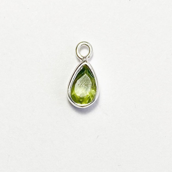 Peridot Bezel Set Sterling Silver Teardrop 11mm Charm