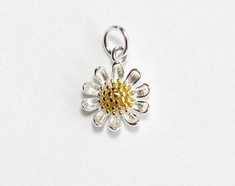 Sterling Silber Sonnenblume/Gänseblümchen Charme 10mm - Sonnenblume/Gänseblümchen Charme - Silber Gänseblümchen/Sonnenblume Charme - Blumencharme