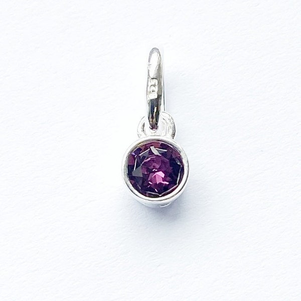 Swarovski Crystal Amethyst Charm 4-5mm - Bezel Set Swarovski Crystal Charm - February Birthstone - Amethyst Birthstone Charm