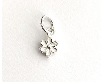 5mm Sterling Silver Small Flower Charm - Small Flower Charm - Silver Daisy Charm - 925 Flower Charm - Silver Flower Charm - Sterling Flower