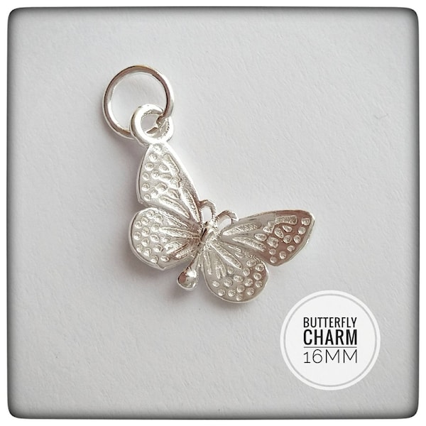 Sterling Silver Butterfly Charm 16mm - Silver Charm - Silver Butterfly Charm - Sterling Silver Charm