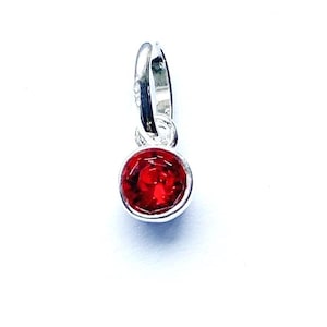 Swarovski Crystal Ruby Charm 4-5mm - Bezel Set Crystal Ruby Charm - July Birthstone - Crystal Birthstone Charm - Ruby Birthstone Bezel Charm