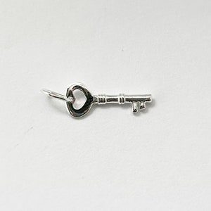 15mm Sterling Silver Key Charm Silver Key Charm Key Pendant 925 Key Charm image 1