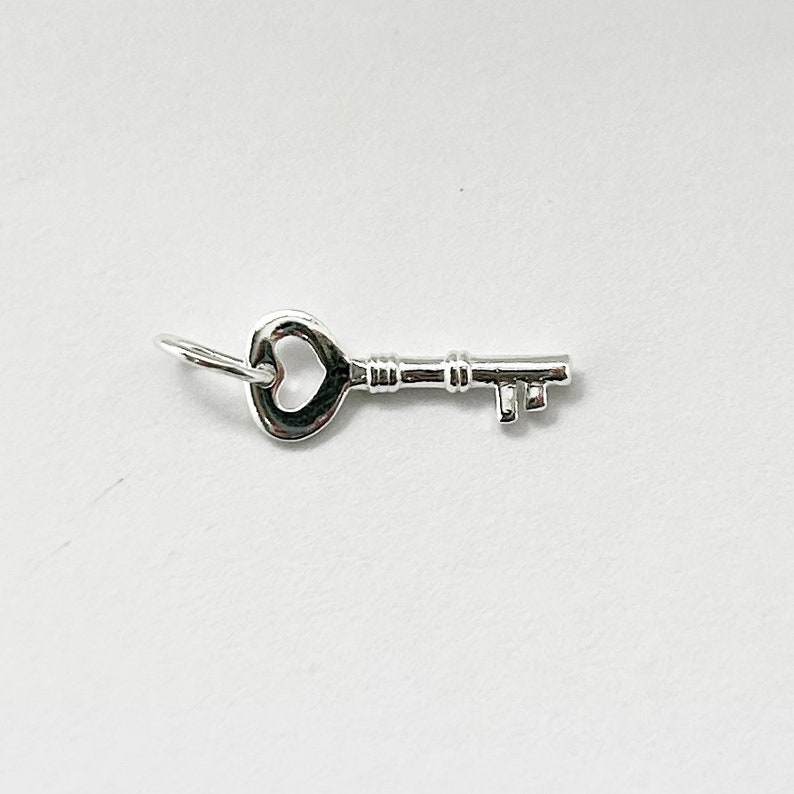 15mm Sterling Silver Key Charm Silver Key Charm Key Pendant 925 Key Charm image 1