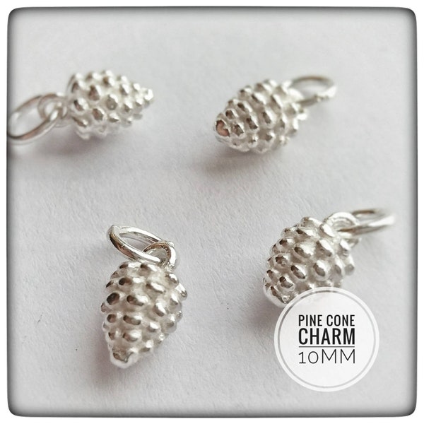 Sterling Silver Pine Cone Charm 10mm