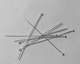 1" - 26g Argentium Sterling Silver Ball End Headpins (Pack of 10)