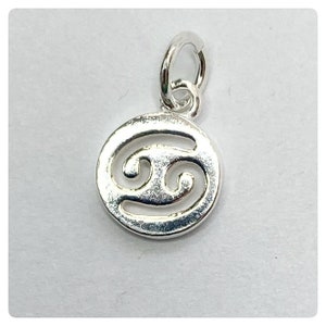 Sterling Silver Zodiac Cancer Charm 10mm - Silver Charm - Silver Cancer Charm - Sterling Silver Zodiac Charm