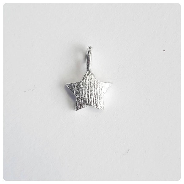 Sterling Silver Matt Star Charm 7mm - Brushed Silver Star Charm - Matt Silver Star Charm - Sterling Silver Charm - Star Charm