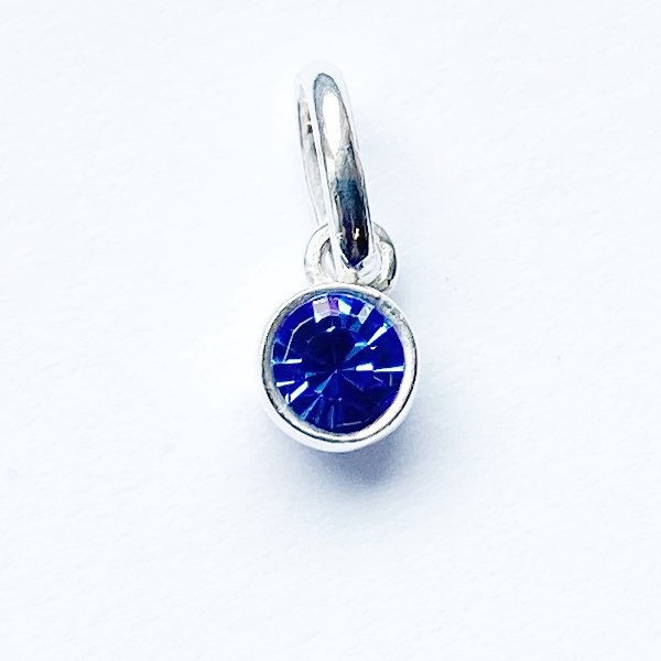 Swarovski Crystal Sapphire Charm 4-5mm - Bezel Set Crystal Sapphire Charm - September Birthstone - Sapphire Birthstone Charm