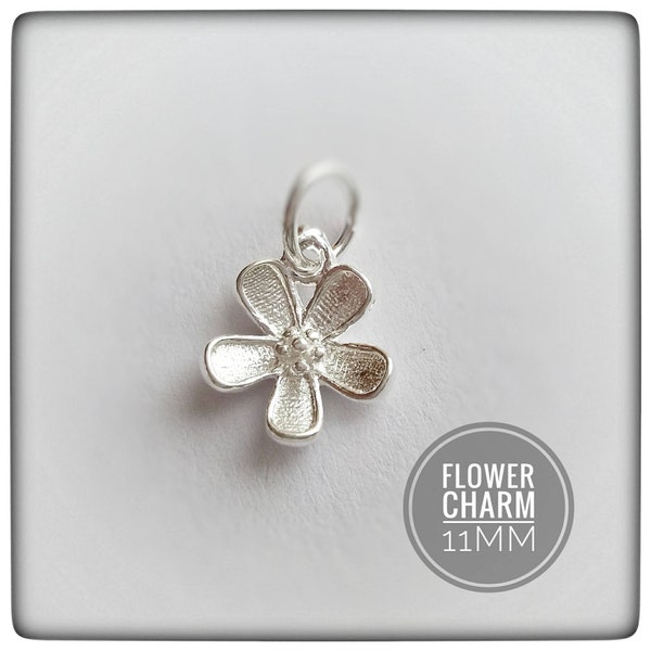 Sterling Silver Flower Charm 10mm - Silver Charm - Silver Flower Charm - Sterling Silver Charm