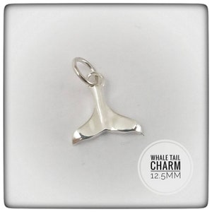 Sterling Silver Whale Tail Charm 12.5mm - Whale Tail Charm - Silver Whale Tail Charm - Sterling Silver Whale Tail Charm