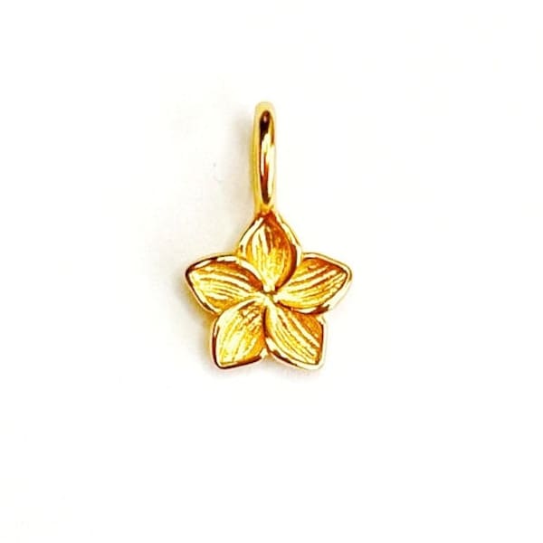Gold over Sterling Silver Frangipani Flower Charm 8mm - Gold Flower Charm - Frangipani Flower Charm - Gold over 925 Frangipani Charm