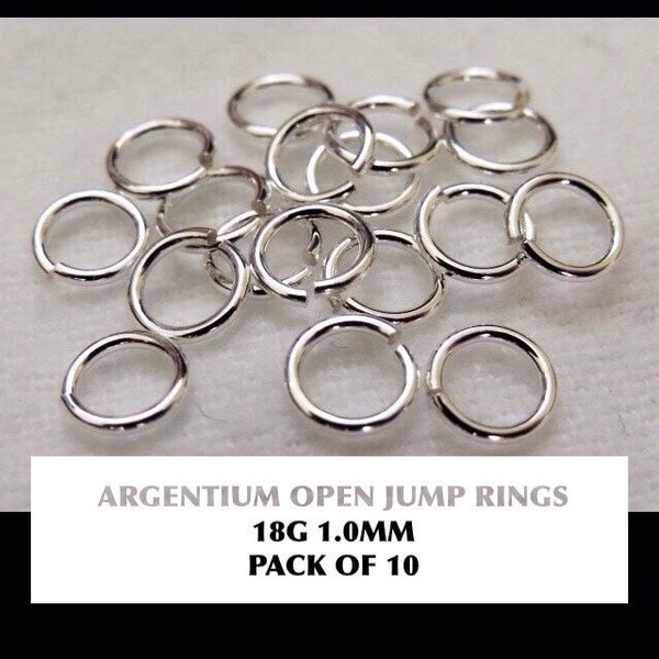 10 x 1.0mm Argentium Silver Open Jump Rings (AWG 18)  - Saw Cut and Tumbled Polished