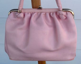 Vintage JR pink leather satchel handbag 1950’s Purse