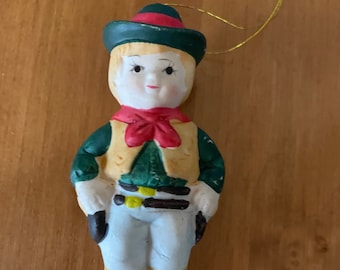 Vintage German Bavarian Boy Ceramic Christmas Ornament