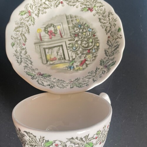 Johnson Brothers merry Christmas Tea Cup and Flat Etsy