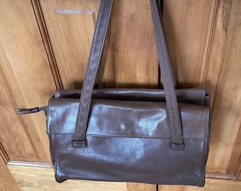 Brio Brown Leather Satchel Handbag