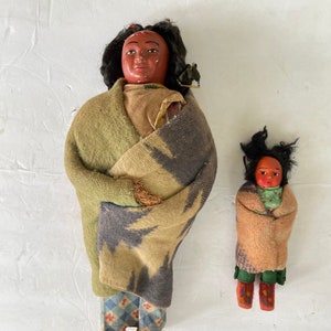 Two Snookum Indian Dolls  Mid Century