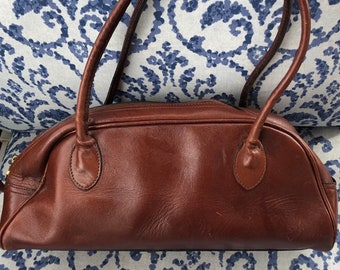 El Campero brown leather dome satchel handbag Italy