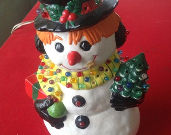 Trish McFerran Snowman Encaustic Art Ornament